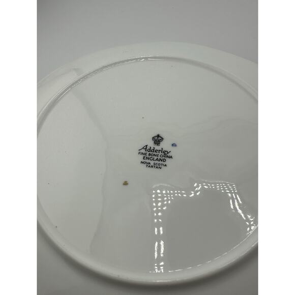 Vintage Adderly Blue Tartan "Nova Scotia" Tea Cup and Snack Plate Set Bone China - Picture 5 of 9